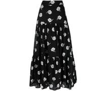 Gestufter Rock mit Blumen-Print
