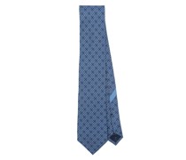check Gancini-print silk tie