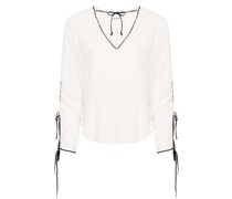 contrasting-trim tied blouse