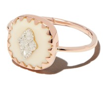 9kt Rotgoldring mit Diamanten