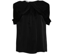 cape-detail satin blouse