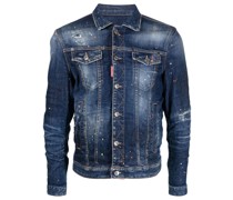 Jeansjacke mit Farbklecks-Print