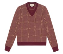 Jacquard-Pullover mit V-Ausschnitt