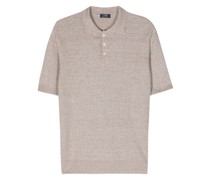 ribbed-knit linen-blend polo shirt