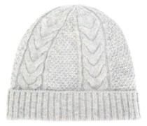 Kaschmir-Beanie mit Zopfmuster