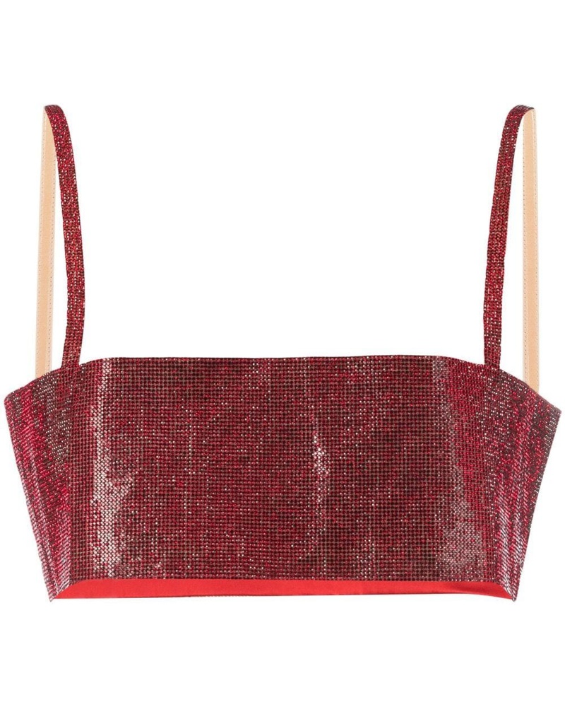 Nuè Damen Cropped-Top mit Kristallen
