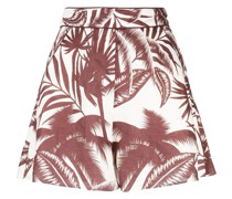 Leinenshorts mit Palmen-Print