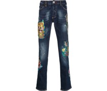 Gerade Jeans mit Hawaii-Patches