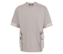 detachable-pocket cotton T-shirt