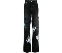 Gerade Jeans mit Blumen-Print