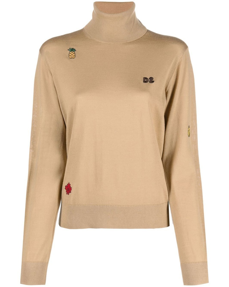 Dsquared2 Damen Rollkragenpullover mit Logo-Stickerei