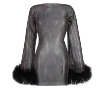 Strassverziertes Minikleid mit Federn