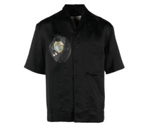 Black Cell-print short-sleeve shirt