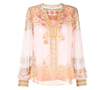 Seidenbluse mit Blumen-Print