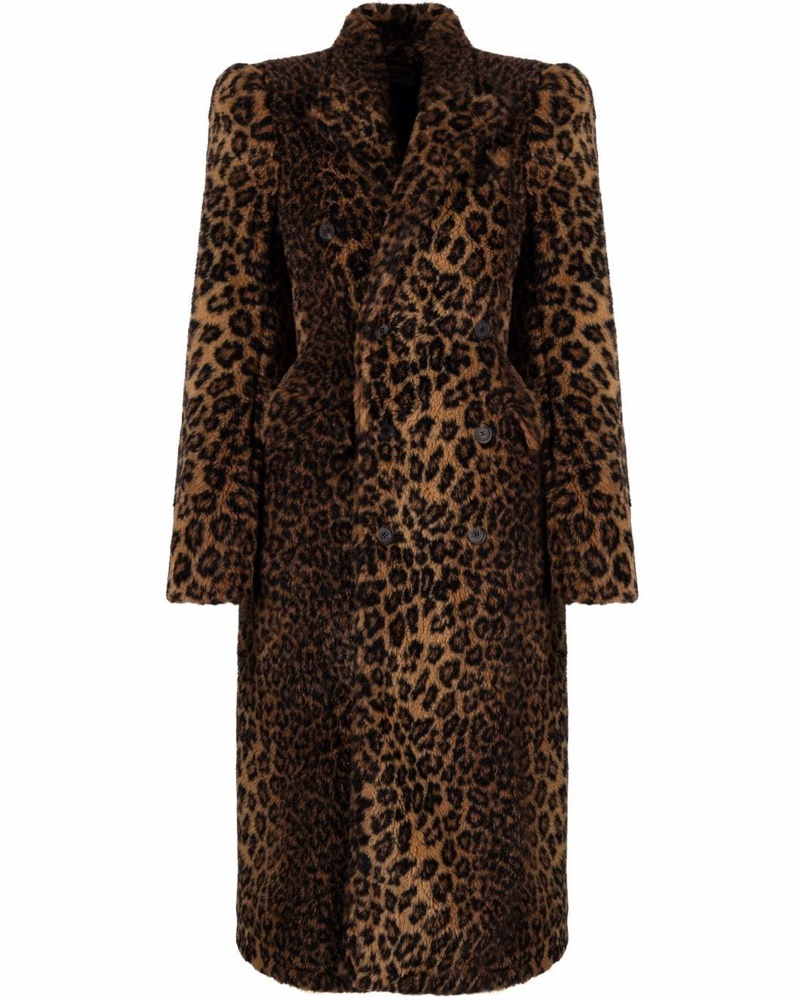 Balenciaga Damen Mantel mit Leoparden-Print