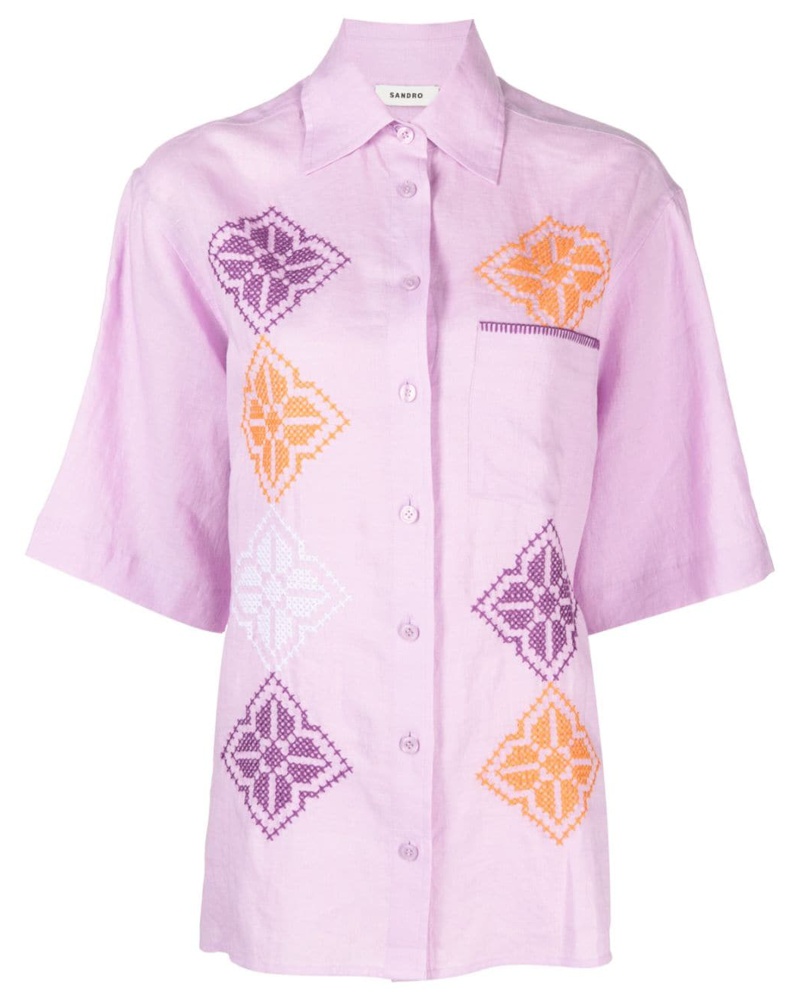 Sandro Damen Besticktes Oversized-Hemd