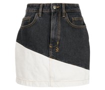 Zweifarbiger Jeans-Minirock