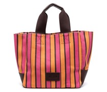 Gestreifter Shopper mit Logo-Patch