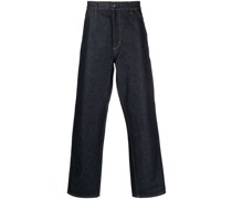 Halbhohe Single Knee Straight-Leg-Jeans