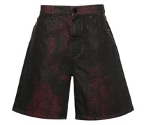 Corrosive denim shorts