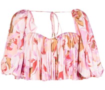 Cropped-Oberteil mit Blumen-Print
