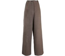 high-waisted pleated twill trousers