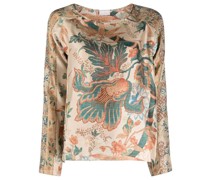 Seidenbluse mit Blumen-Print