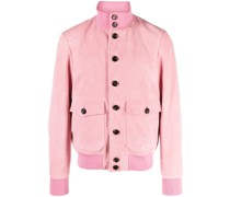 button-up leather bomber jacket