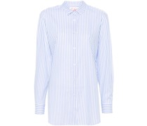 slogan-embroidered striped shirt