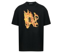 Burning T-Shirt mit Monogramm-Print