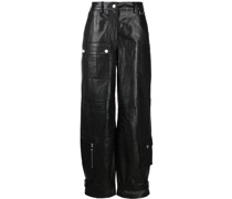 Wide-Leg-Hose aus Leder