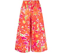 Weite Cropped-Hose mit Blumen-Print