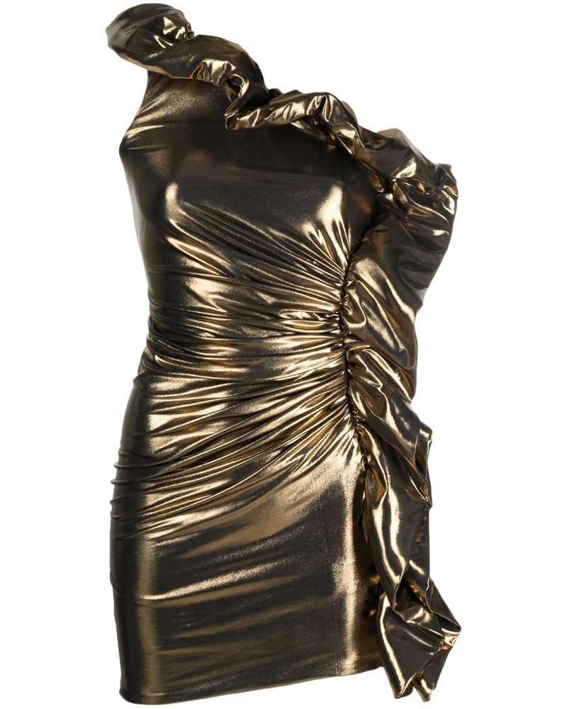 Amen Damen Einschultriges Kleid mit Rüschen