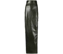 fitted-waist cotton blend maxi skirt