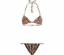 Neckholder-Bikini mit Leoparden-Print