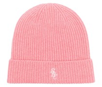 Gerippte Strickmütze mit Logo