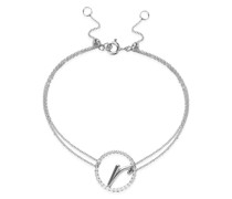 18kt white gold Love Letter R diamond bracelet