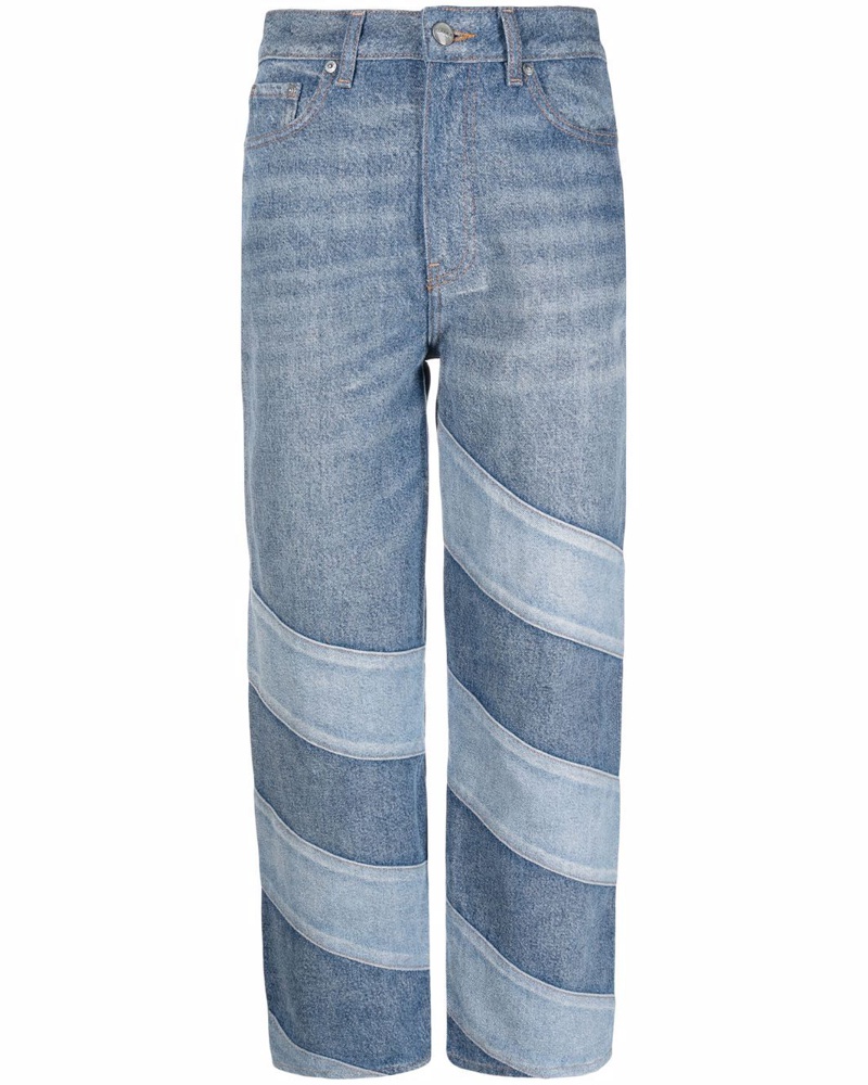 Ganni Damen Jeans mit diagonalen Streifen Ganni Damen Jeans mit diagonalen Streifen