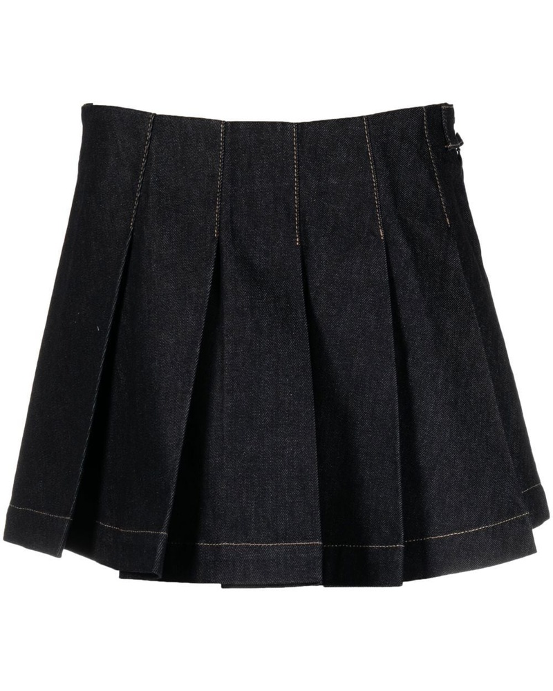 REMAIN Damen Kurzer Faltenrock aus Denim