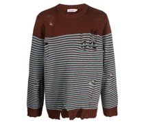 Gestreifter Distressed-Pullover