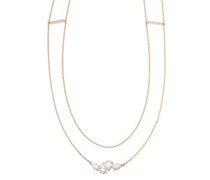 18kt Serti Rotgoldhalskette mit Diamanten
