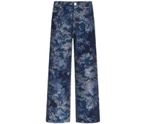 Weite Jeans mit Jacquard-Blumenmuster