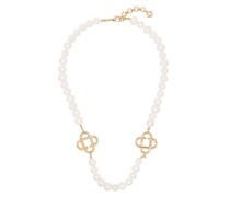logo-pendant pearl necklace