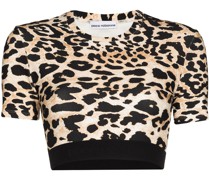 Cropped-Oberteil mit Leoparden-Print