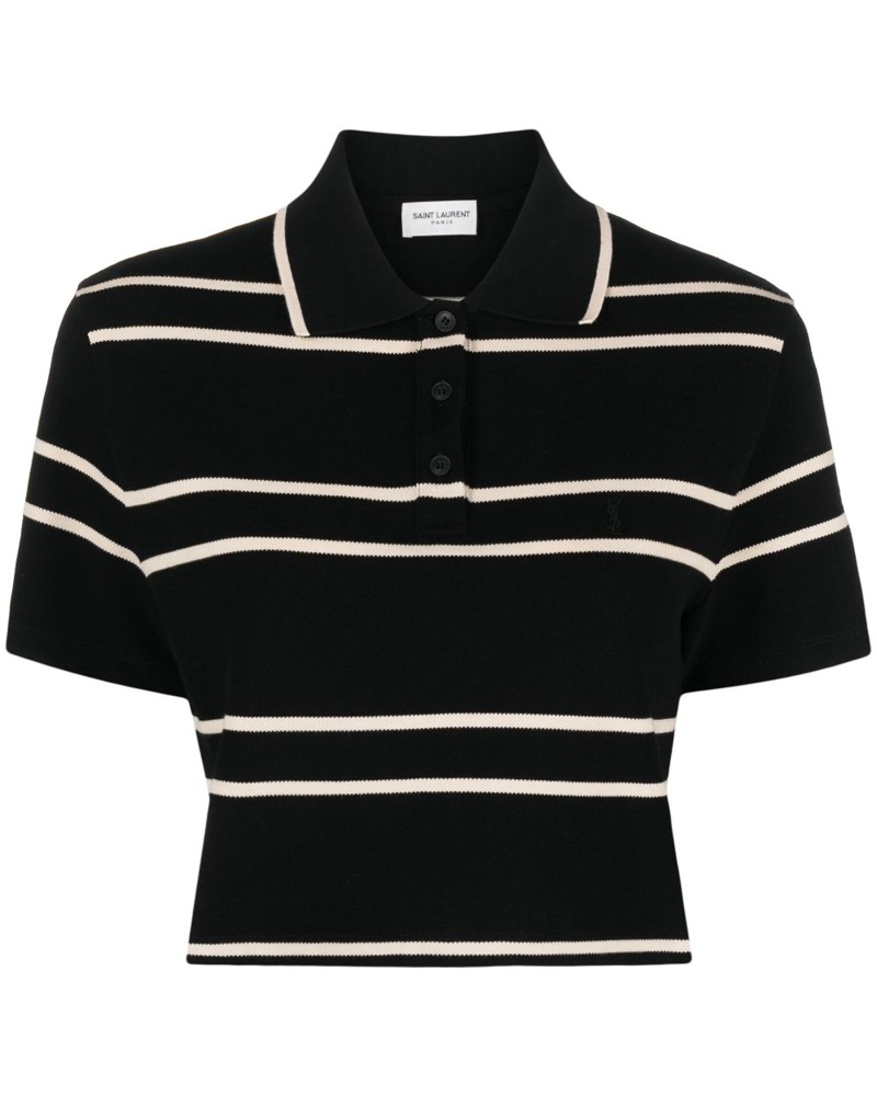 Saint Laurent Damen Gestreiftes Poloshirt