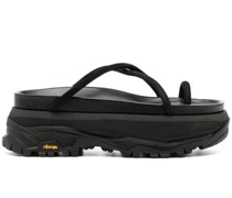 crossover-strap suede platform sandals