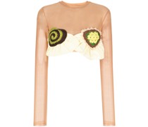 Langarmshirt mit gehäkelten Einsätzen