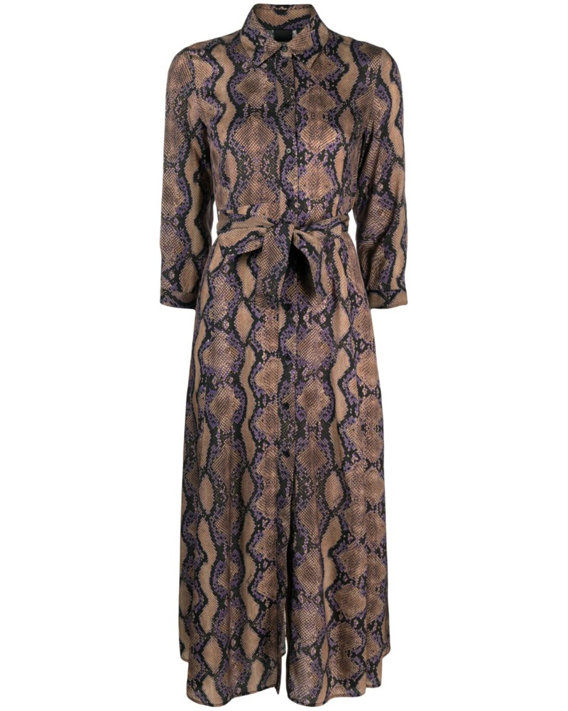 Pinko Damen snakeskin-print long-sleeve midi dress