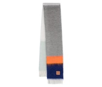 stripe-pattern brushed scarf