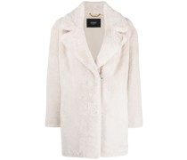 fleece-texture single-breasted coat